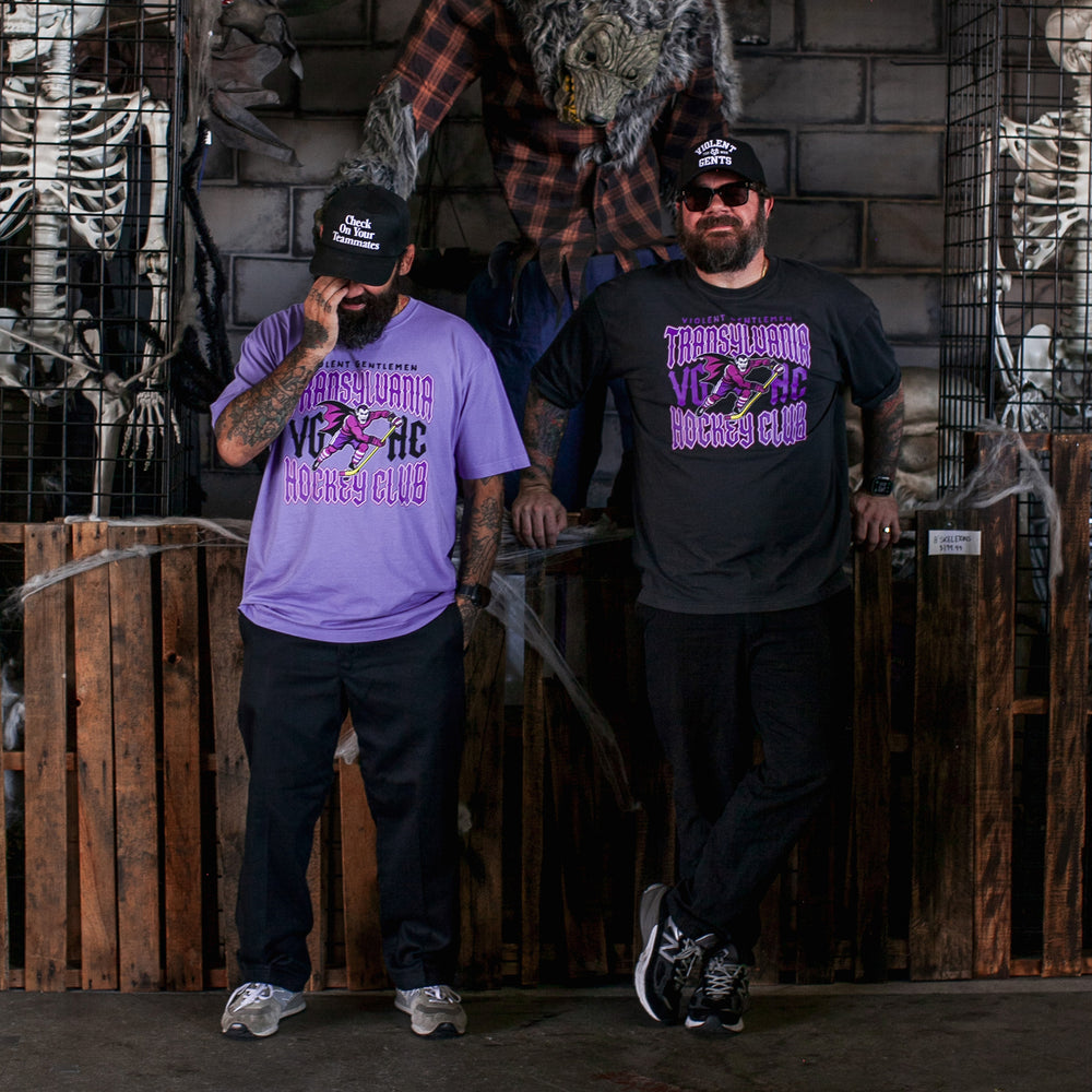 Hockey Transylvania HC Garment Dye Tee - - Men's T-Shirts - Violent Gentlemen Hockey Lifestyle | Built by Fans for Fans | Perfect Gift for hockey fan or hockey players that live in the hockey culture