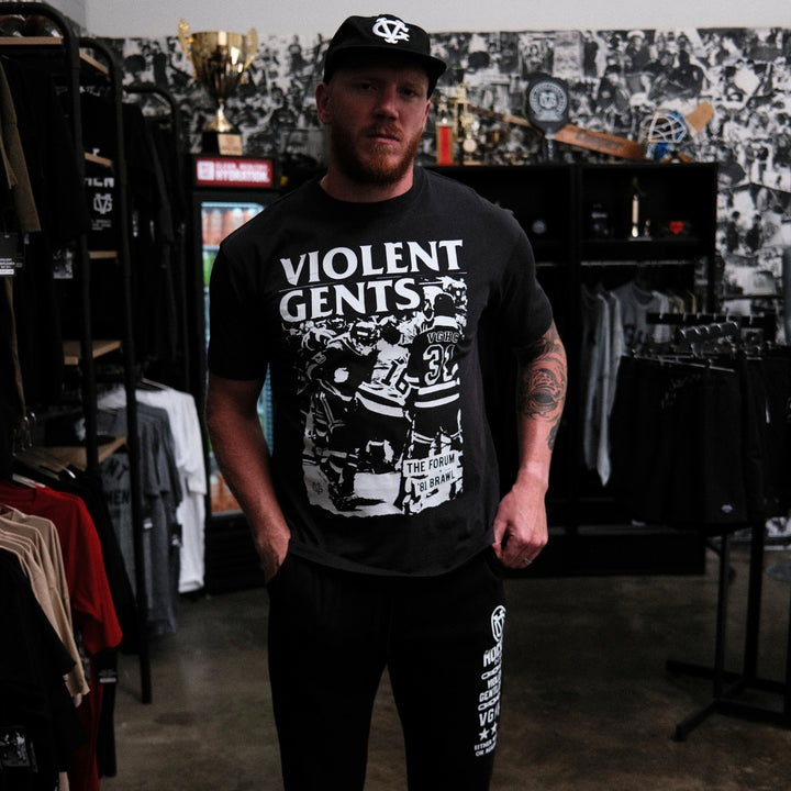 Hockey Forum Brawl Garment Dyed Tee - - Men's T-Shirts - Violent Gentlemen Hockey Lifestyle | Built by Fans for Fans | Perfect Gift for hockey fan or hockey players that live in the hockey culture
