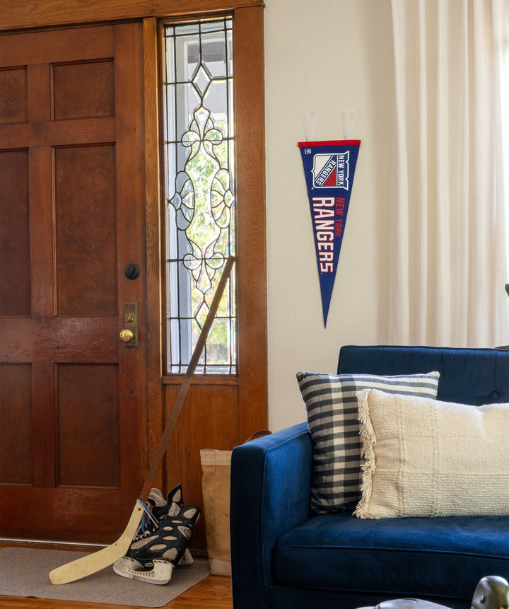 Hockey New York Rangers Pennant • NHL x Oxford Pennant - - Pennant - Oxford Pennant Hockey Lifestyle | Built by Fans for Fans | Perfect Gift for hockey fan or hockey players that live in the hockey culture