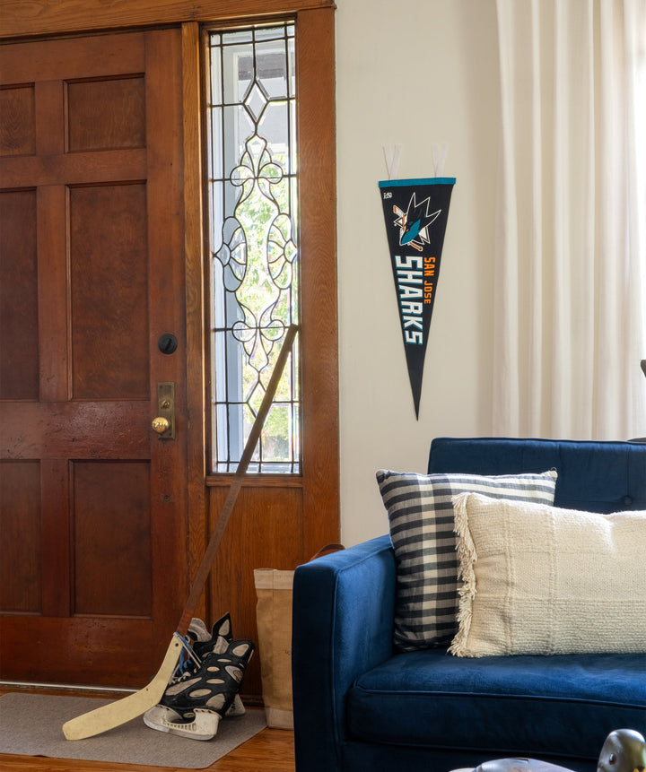 Hockey San Jose Sharks Pennant • NHL x Oxford Pennant - - Pennant - Oxford Pennant Hockey Lifestyle | Built by Fans for Fans | Perfect Gift for hockey fan or hockey players that live in the hockey culture