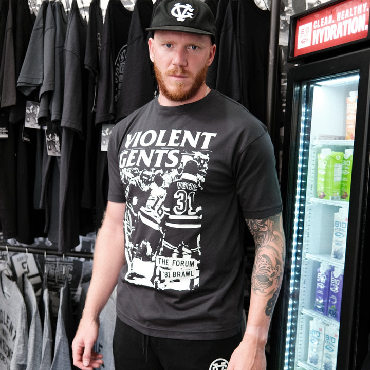 Hockey Forum Brawl Garment Dyed Tee - - Men's T-Shirts - Violent Gentlemen Hockey Lifestyle | Built by Fans for Fans | Perfect Gift for hockey fan or hockey players that live in the hockey culture