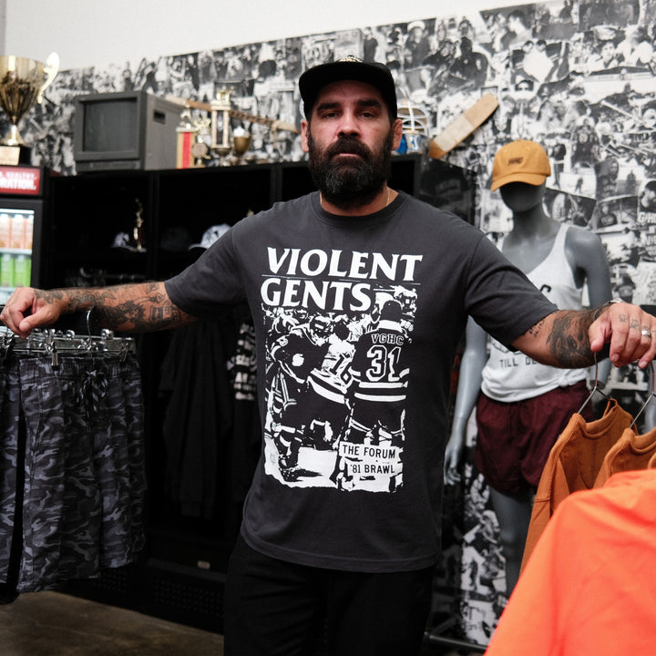 Hockey Forum Brawl Garment Dyed Tee - - Men's T-Shirts - Violent Gentlemen Hockey Lifestyle | Built by Fans for Fans | Perfect Gift for hockey fan or hockey players that live in the hockey culture