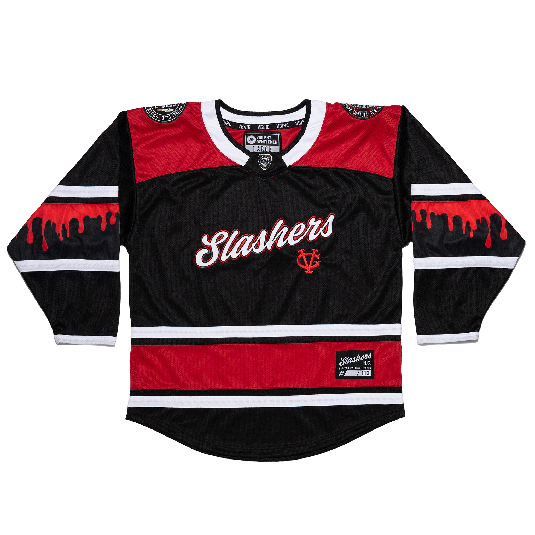 First Jason 'SLASHERS' Hockey Jersey Black/Red/White / 3XL