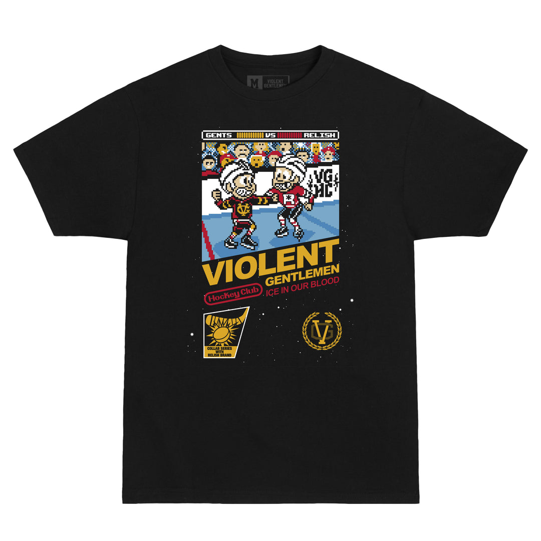 Hockey 8-Bit Premium Tee - - Men's T-Shirts - Violent Gentlemen Hockey Lifestyle | Built by Fans for Fans | Perfect Gift for hockey fan or hockey players that live in the hockey culture