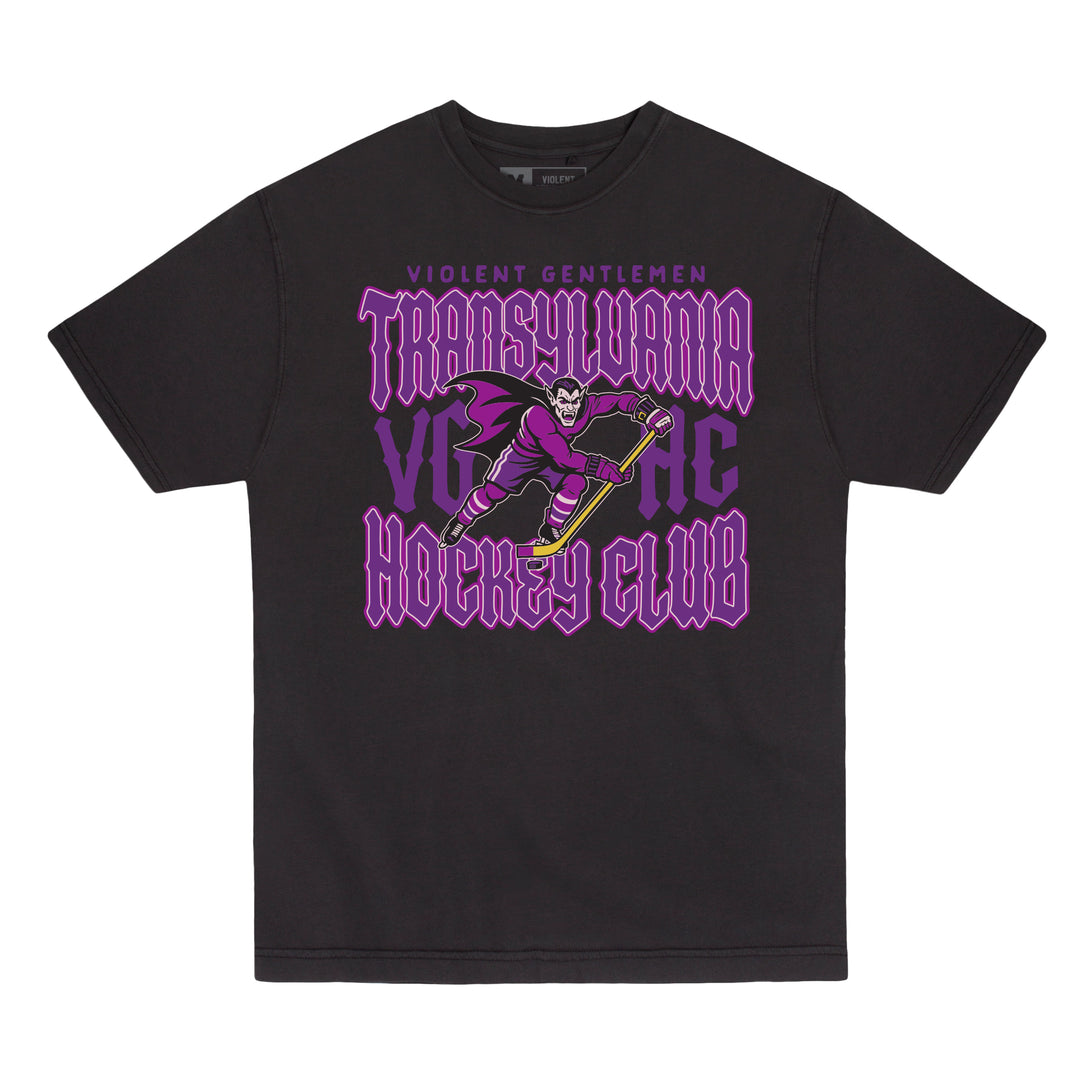 Hockey Transylvania HC Garment Dye Tee - - Men's T-Shirts - Violent Gentlemen Hockey Lifestyle | Built by Fans for Fans | Perfect Gift for hockey fan or hockey players that live in the hockey culture