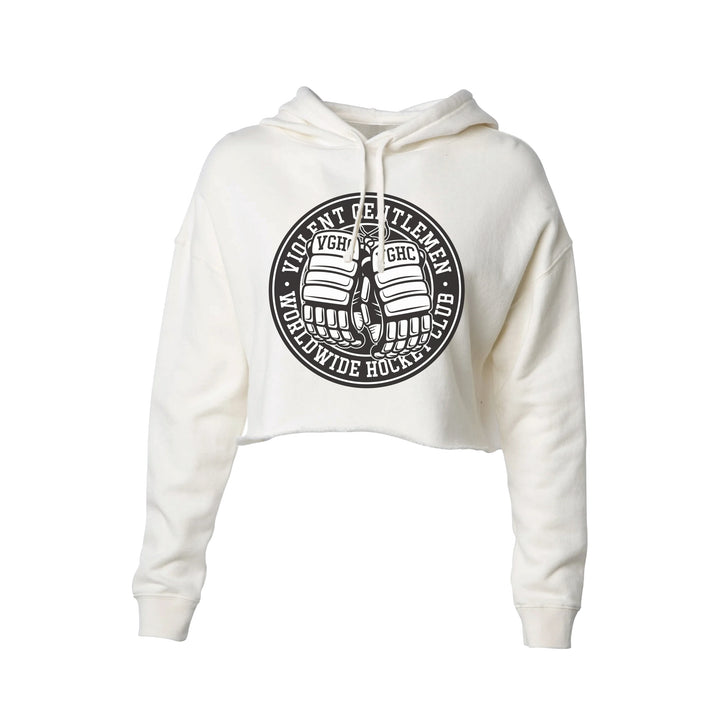 Hockey Warrior Womens Crop Hood - - Women's Fleece Tops - Violent Gentlemen Hockey Lifestyle | Built by Fans for Fans | Perfect Gift for hockey fan or hockey players that live in the hockey culture