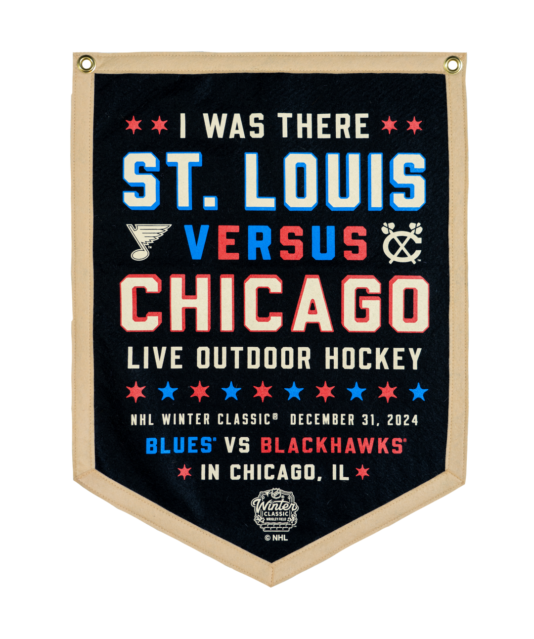 NHL Winter Classic® St Louis Blues Versus Chicago Blackhawks Camp Flag • NHL x Oxford Pennant - - Camp Flag - Oxford Pennant