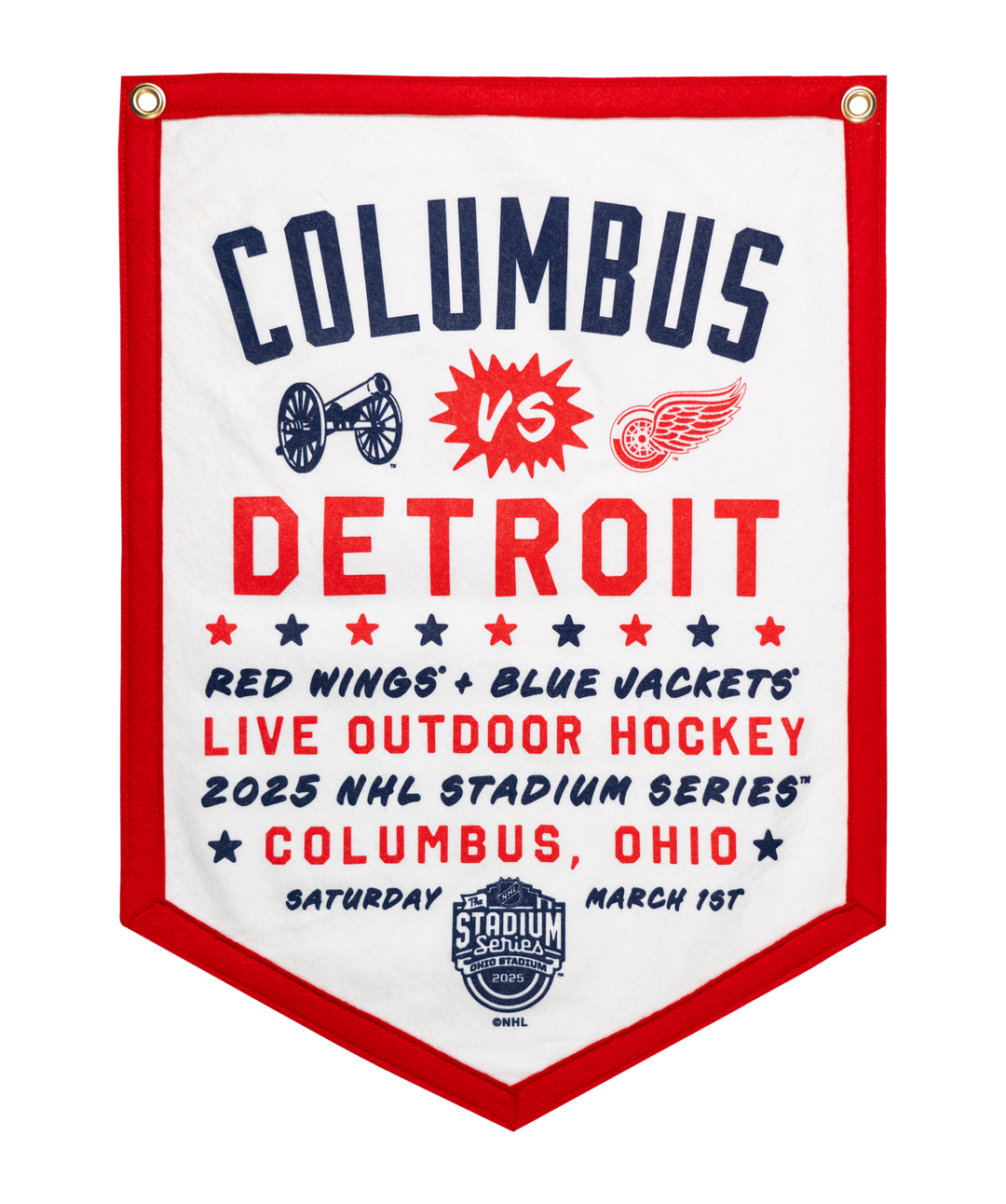 NHL Stadium Series™ Columbus Blue Jackets versus Detroit Red Wings Camp Flag • NHL x Oxford Pennant - - Camp Flag - Oxford Pennant