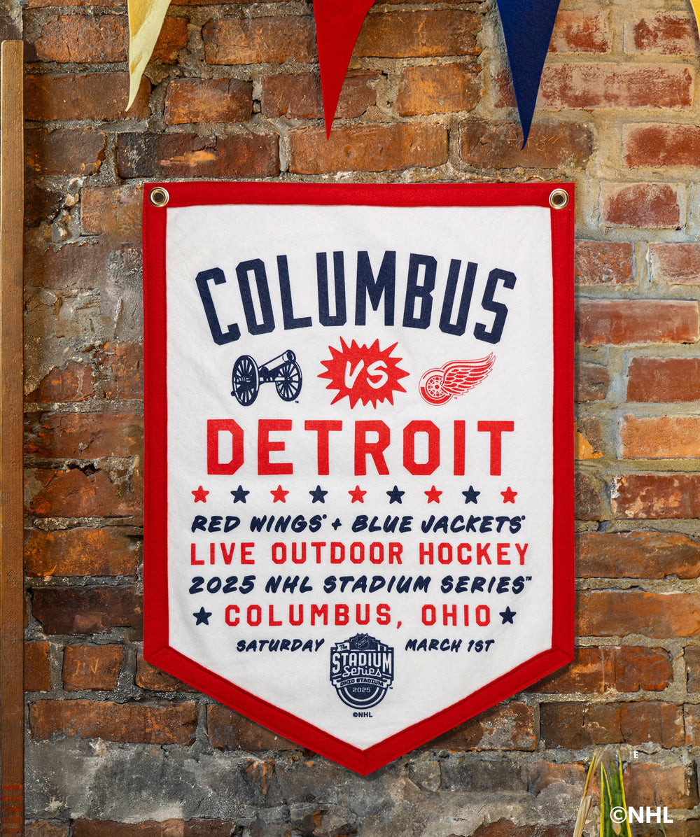 NHL Stadium Series™ Columbus Blue Jackets versus Detroit Red Wings Camp Flag • NHL x Oxford Pennant - - Camp Flag - Oxford Pennant