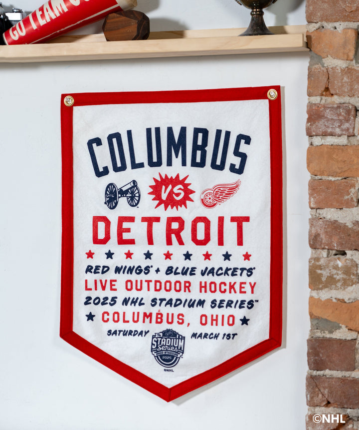 NHL Stadium Series™ Columbus Blue Jackets versus Detroit Red Wings Camp Flag • NHL x Oxford Pennant - - Camp Flag - Oxford Pennant