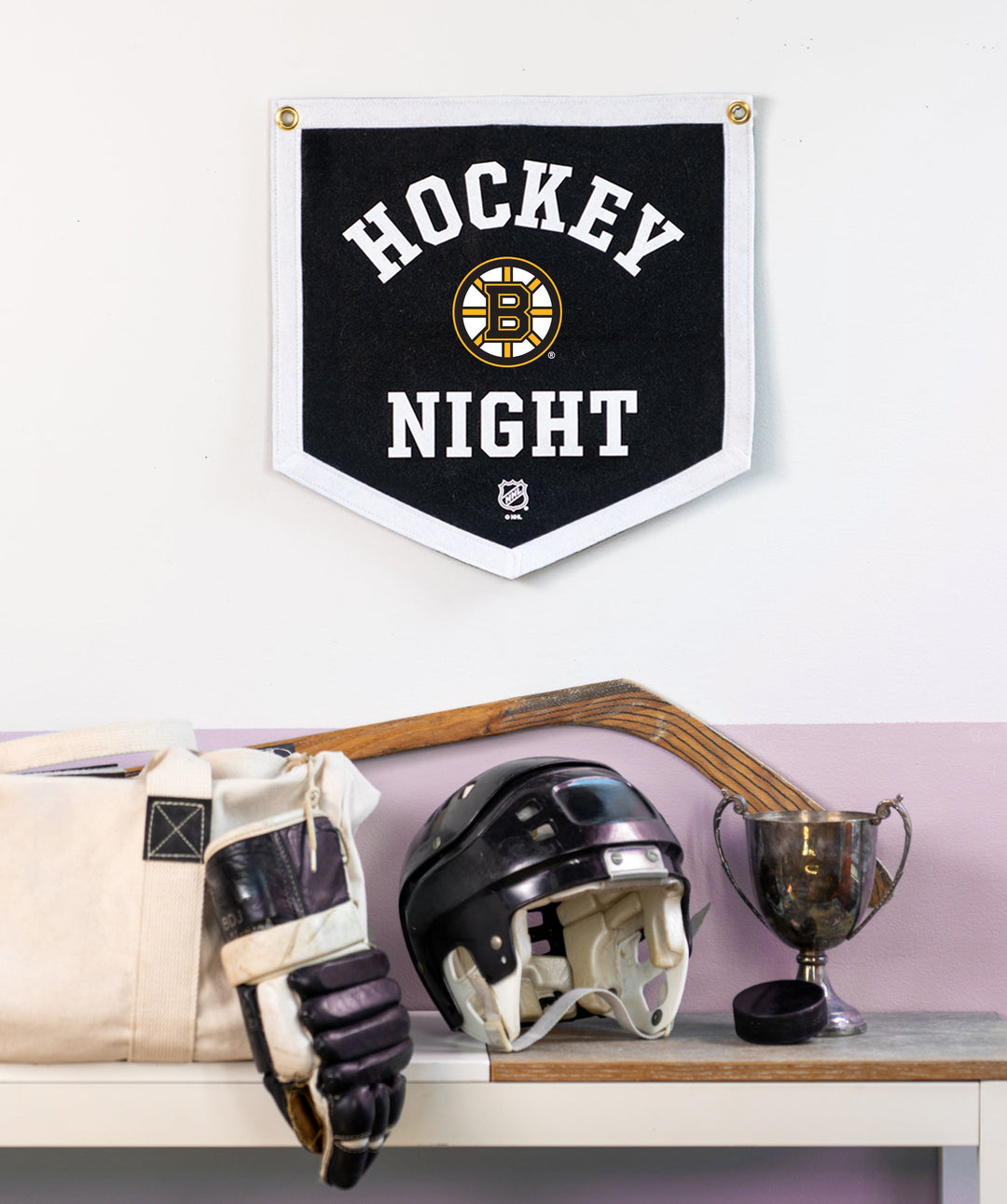 Customizable NHL Hockey Night Camp Flag • NHL x Oxford Pennant - Boston Bruins - Camp Flag - Oxford Pennant