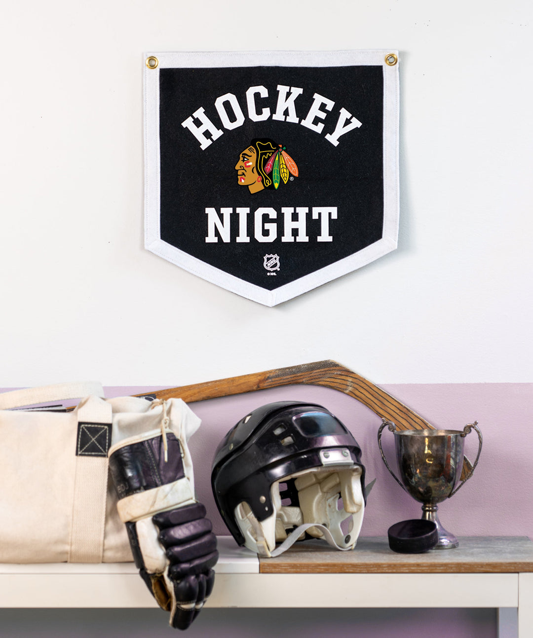 Customizable NHL Hockey Night Camp Flag • NHL x Oxford Pennant - Chicago Blackhawks - Camp Flag - Oxford Pennant