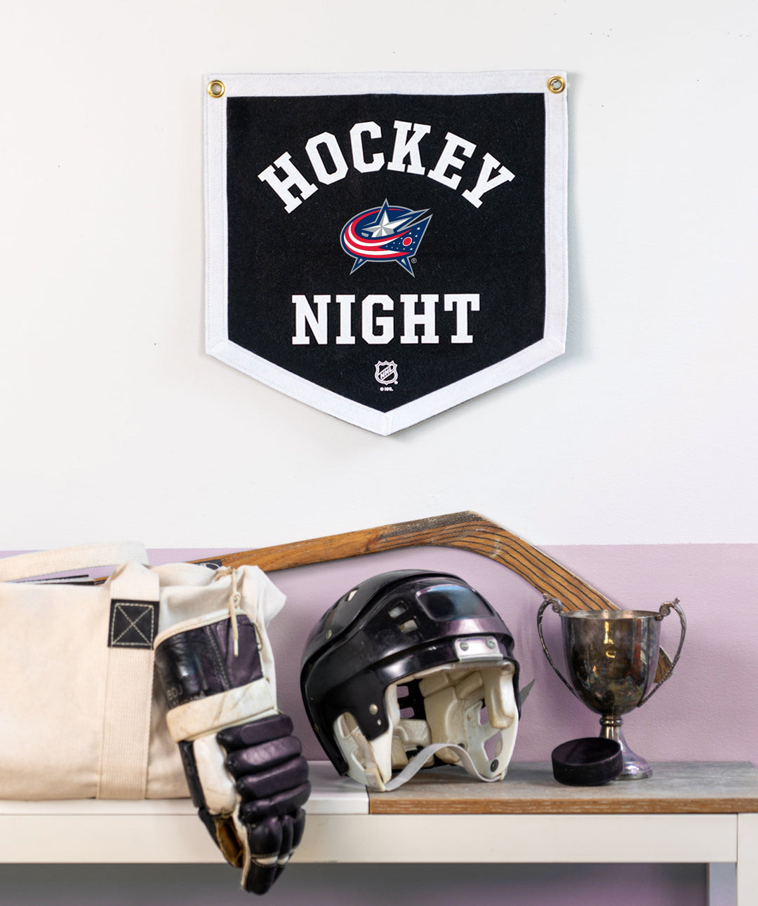 Customizable NHL Hockey Night Camp Flag • NHL x Oxford Pennant - Columbus Blue Jackets - Camp Flag - Oxford Pennant