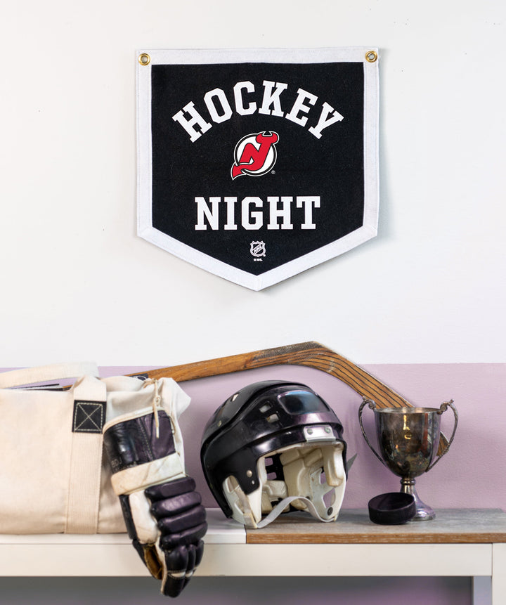 Customizable NHL Hockey Night Camp Flag • NHL x Oxford Pennant - New Jersey Devils - Camp Flag - Oxford Pennant