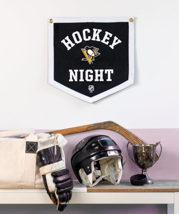 Customizable NHL Hockey Night Camp Flag • NHL x Oxford Pennant - Pittsburgh Penguins - Camp Flag - Oxford Pennant