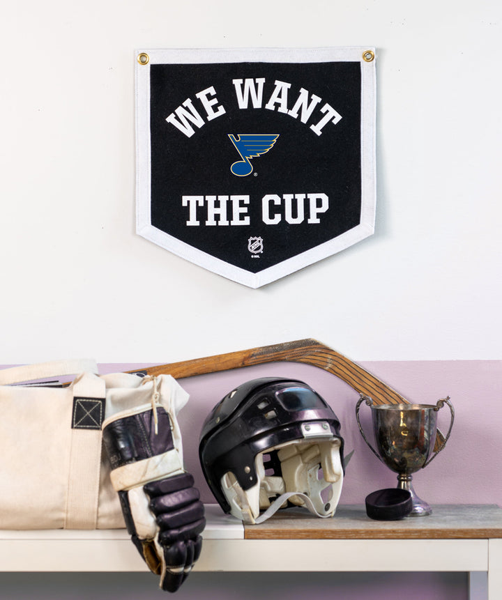 Customizable NHL We Want The Cup Camp Flag • NHL x Oxford Pennant -  - Camp Flag - Oxford Pennant