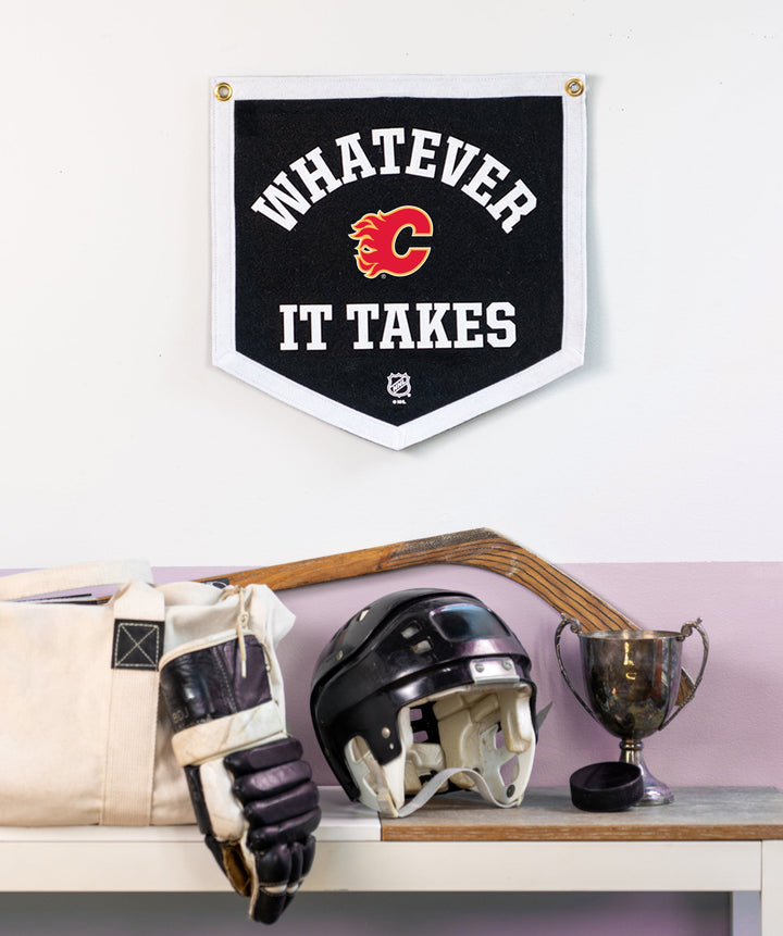 Customizable NHL Whatever It Takes Camp Flag • NHL x Oxford Pennant - Calgary Flames - Camp Flag - Oxford Pennant