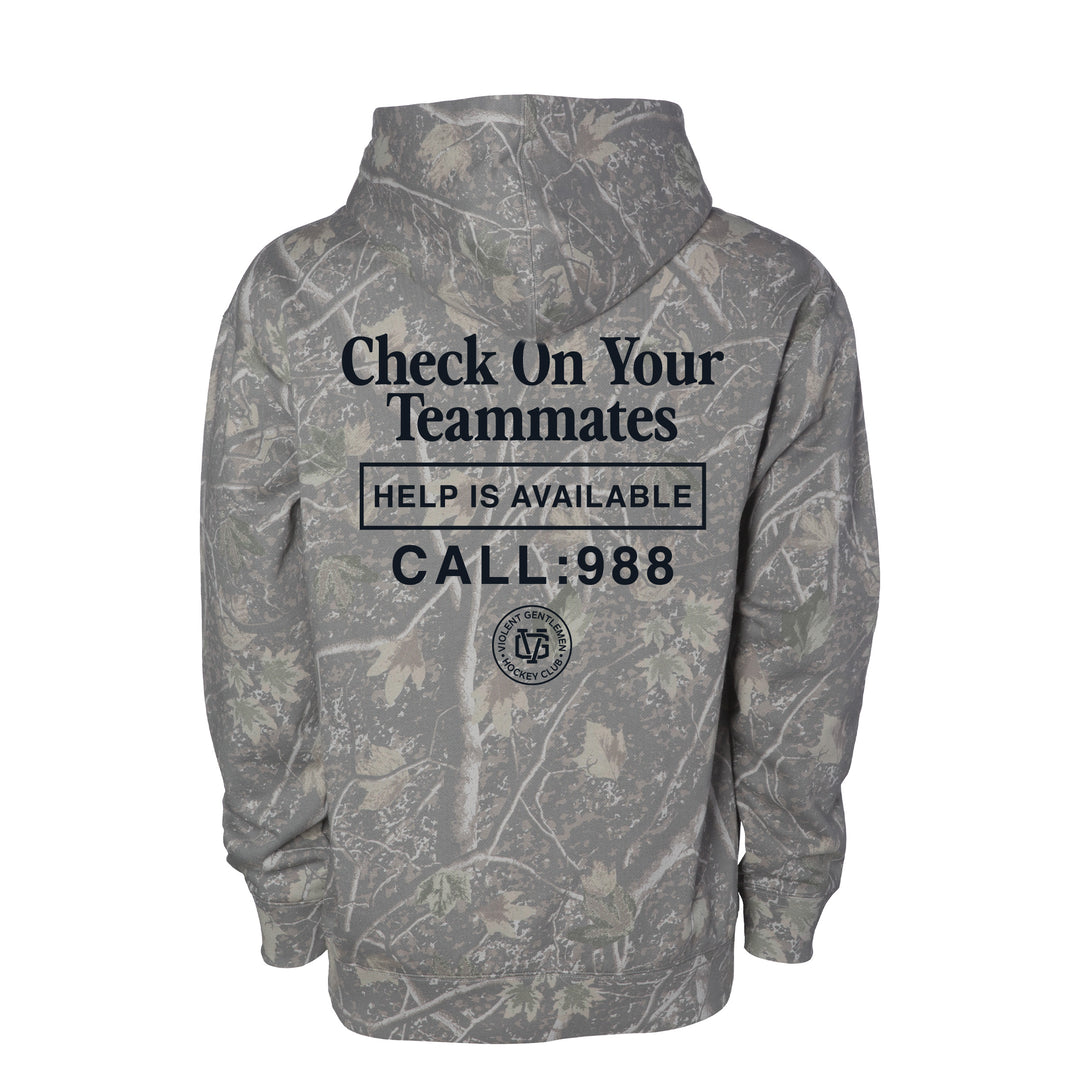 Hockey Check On Your Teammates Relaxed Pullover Hood - - Men's Fleece Tops - Violent Gentlemen Hockey Lifestyle | Built by Fans for Fans | Perfect Gift for hockey fan or hockey players that live in the hockey culture